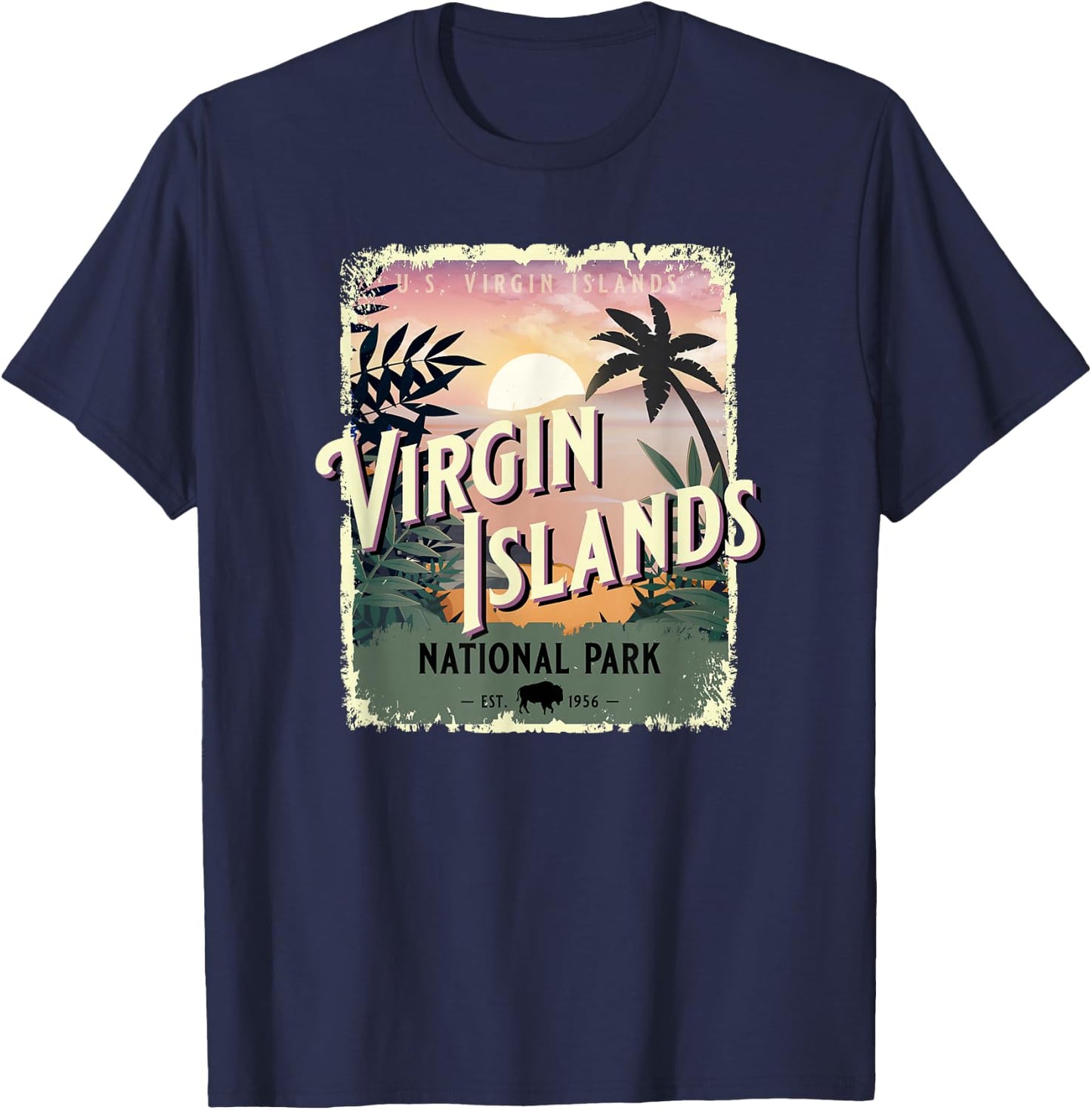 Virgin Islands National Park USA Tropical Caribbean Beach T-Shirt - T-Shirt | Navy