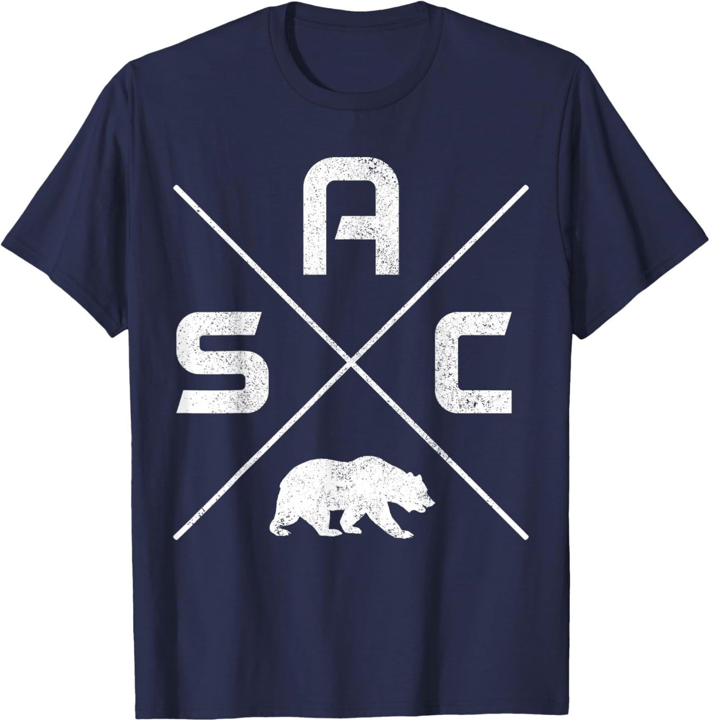 Sacramento California SAC Pride Bear Vintage T-Shirt - T-Shirt | Navy