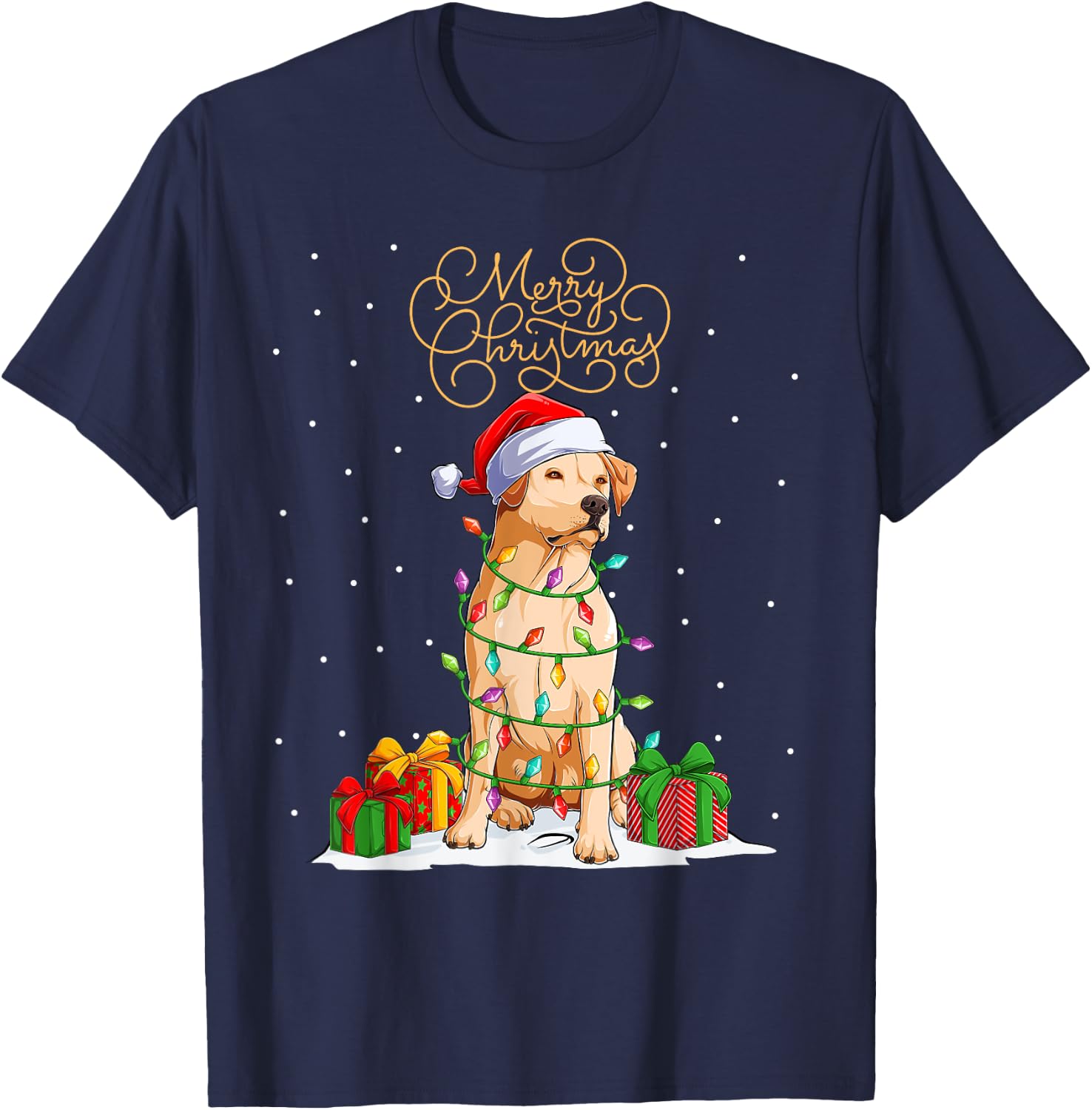 Labrador Retriever Merry Christmas Xmas Lab Christmas Dog T-Shirt - T-Shirt | Navy