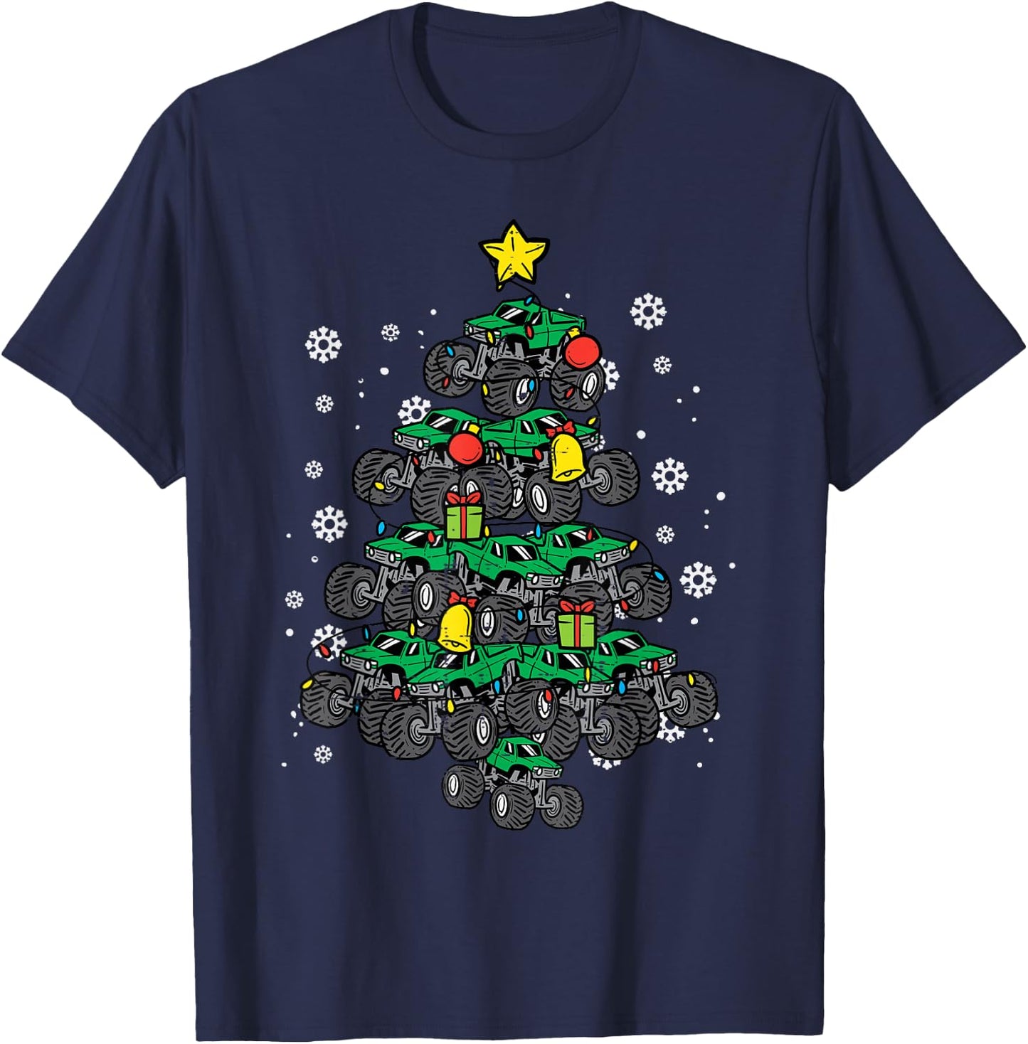 Monster Truck Christmas Tree Xmas Boys Toddler Kids T-Shirt - T-Shirt | Navy