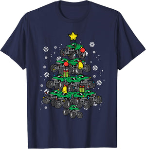 Monster Truck Christmas Tree Xmas Boys Toddler Kids T-Shirt - T-Shirt | Navy