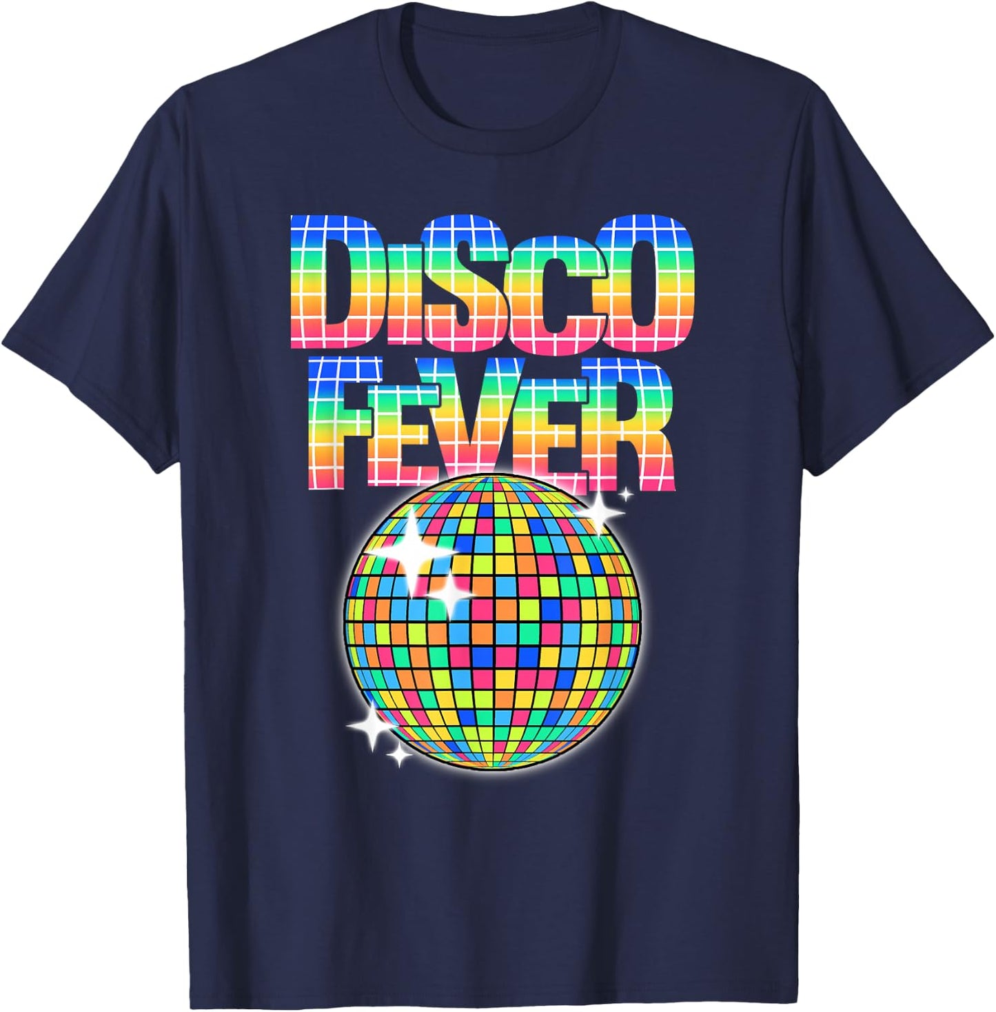 Disco Ball Themed Vintage Disco Fever Dancing T-Shirt - T-Shirt | Navy