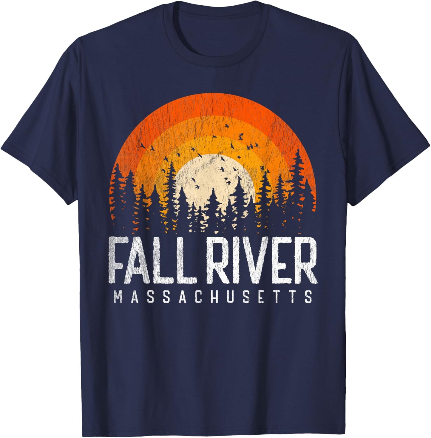 Fall River Massachusetts MA Shirt Vintage 80s 90s Retro Gift T-Shirt - T-Shirt | Navy