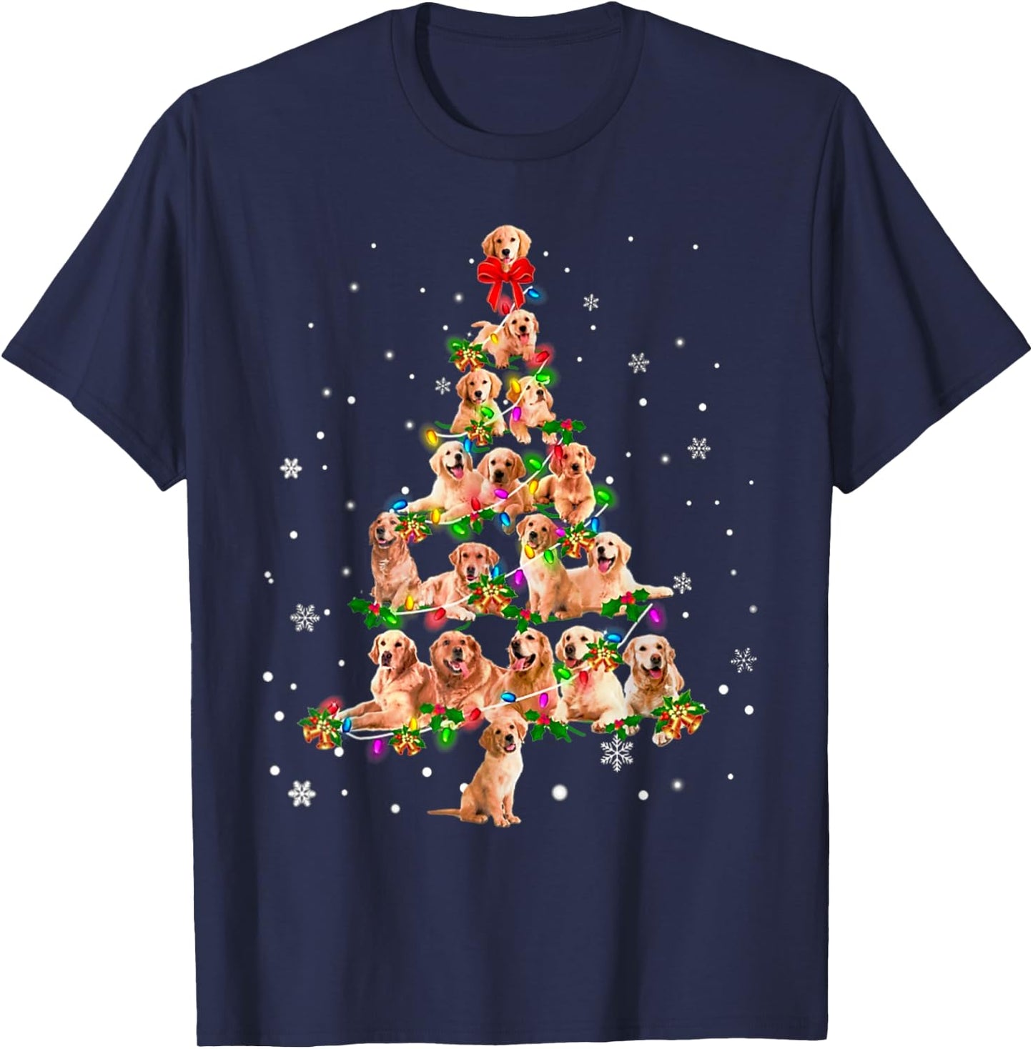 Cute Golden Retriever Dog Christmas Tree Gift Decor Xmas Men Women Kids T-Shirt - T-Shirt | Navy