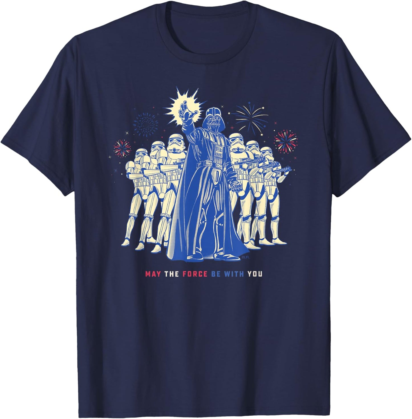 Star Wars Darth Vader Fourth of July May the Force Fireworks T-Shirt - T-Shirt | Navy