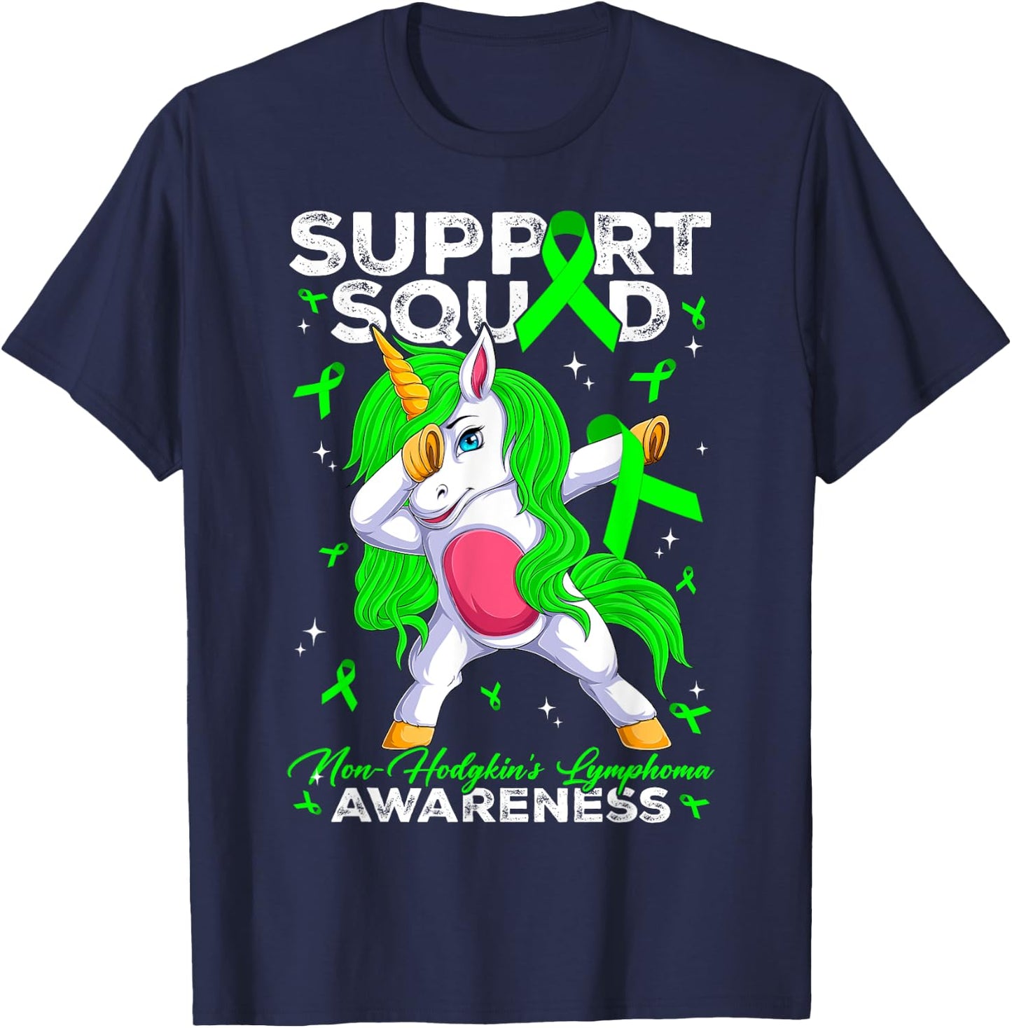 Support Squad Non-Hodgkin's Lymphoma Awareness Month Unicorn T-Shirt - T-Shirt | Navy