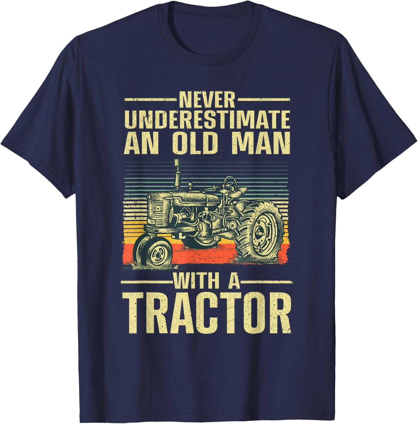Cool Tractor Design for Grandpa Men Tractor Driver Farming Small T-Shirt - T-Shirt | Navy