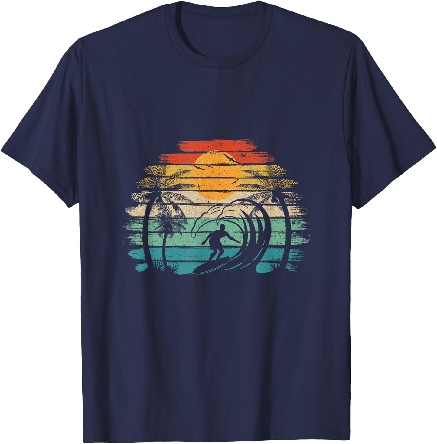 Retro Vintage Surfboard Surfing Surfboarder Wave Surfer T-Shirt - T-Shirt | Navy