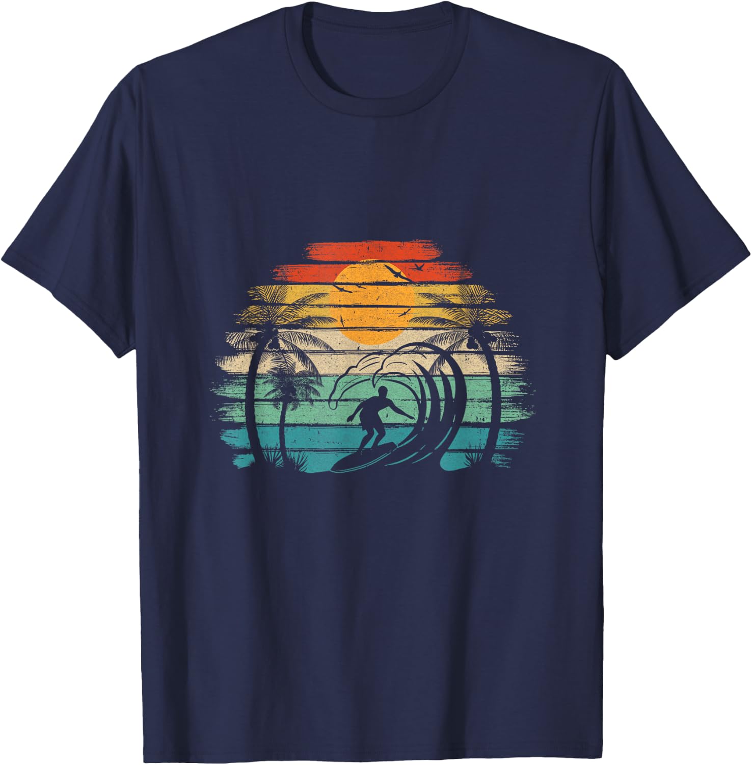 Retro Vintage Surfboard Surfing Surfboarder Wave Surfer T-Shirt - T-Shirt | Navy