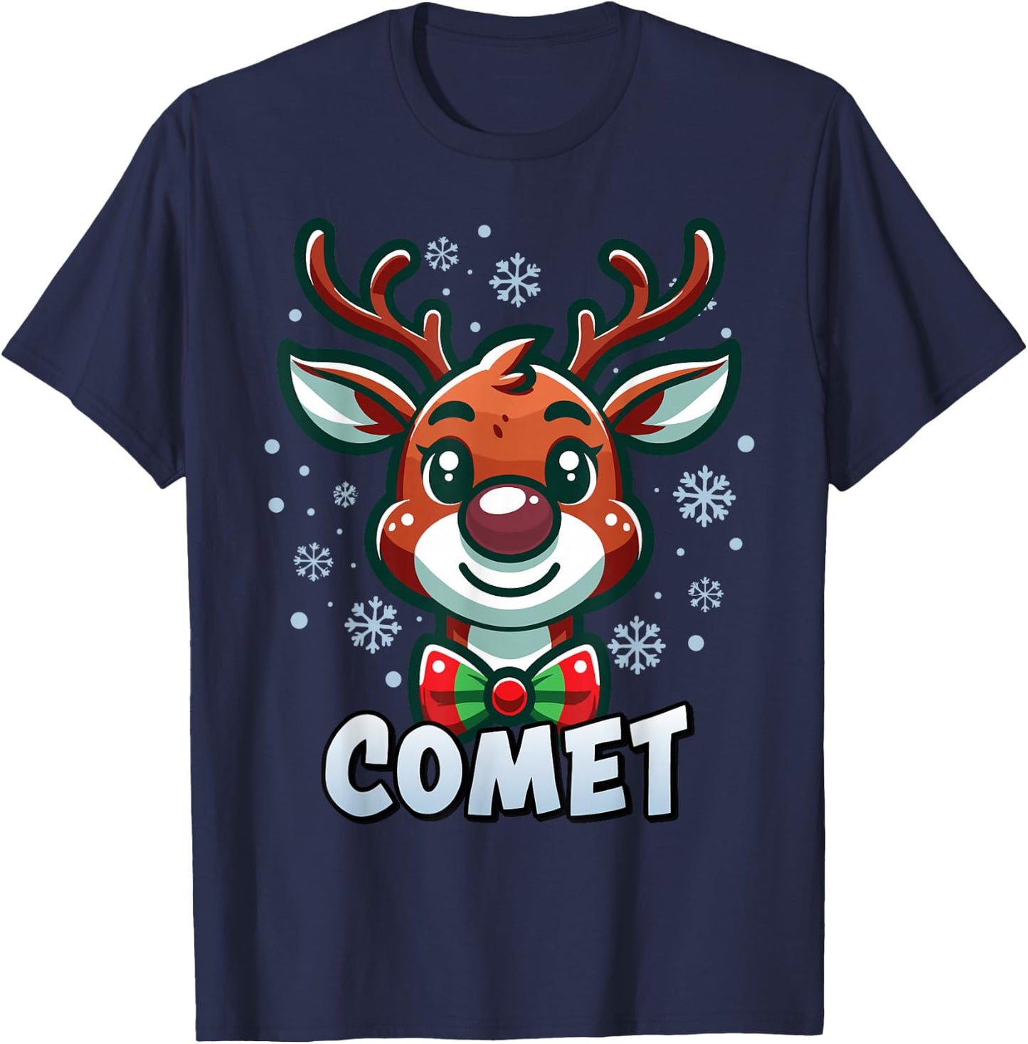 Santa’s Reindeer Comet Xmas Group Costume T-Shirt - T-Shirt | Navy