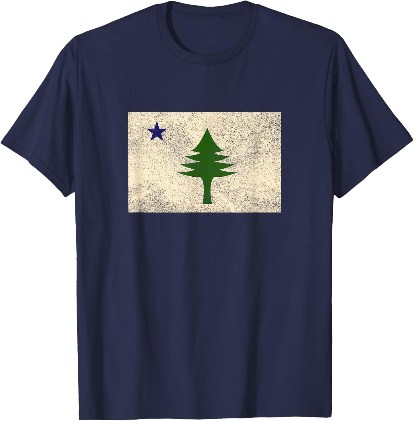 Maine Flag Dirigo - & 1901 Maine State Flag T-Shirt - T-Shirt | Navy