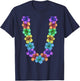 Colorful Flower Chain Tropical Summer Vacation Hawaii Lei T-Shirt - T-Shirt | Navy