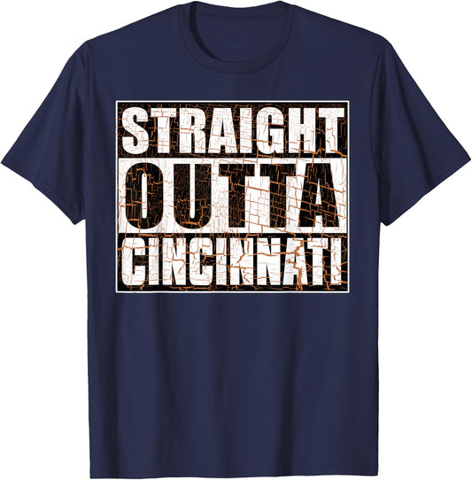 Vintage Cincinnati Straight Outta Cincinnati Hometown Pride T-Shirt - T-Shirt | Navy