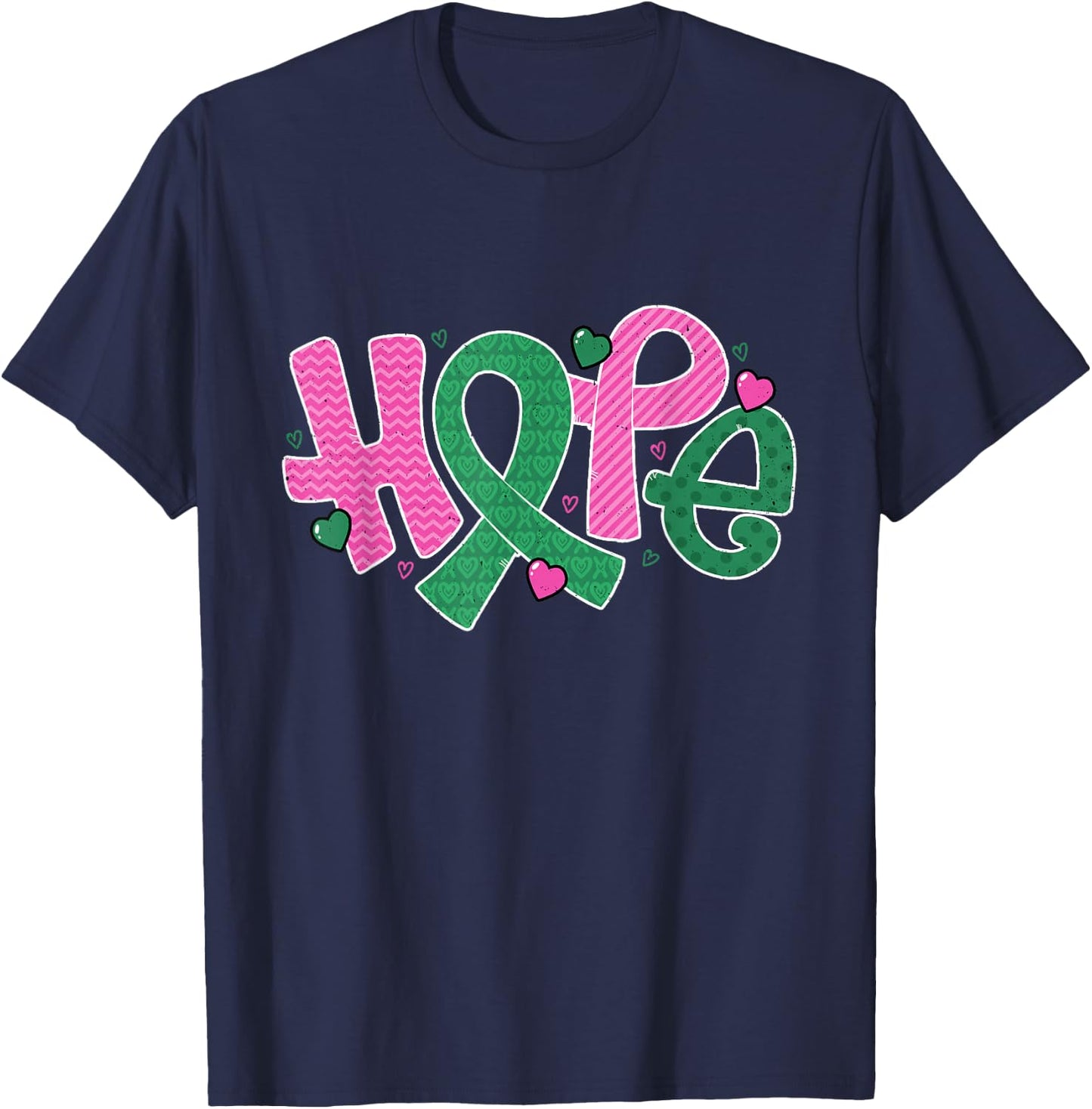 Liver and Breast Cancer Hope October Cancer Awareness Month T-Shirt - T-Shirt | Navy