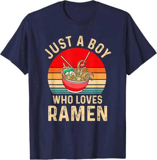 Ramen Noodles Boys Apparel Just a Boy Who Loves Ramen T-Shirt - T-Shirt | Navy