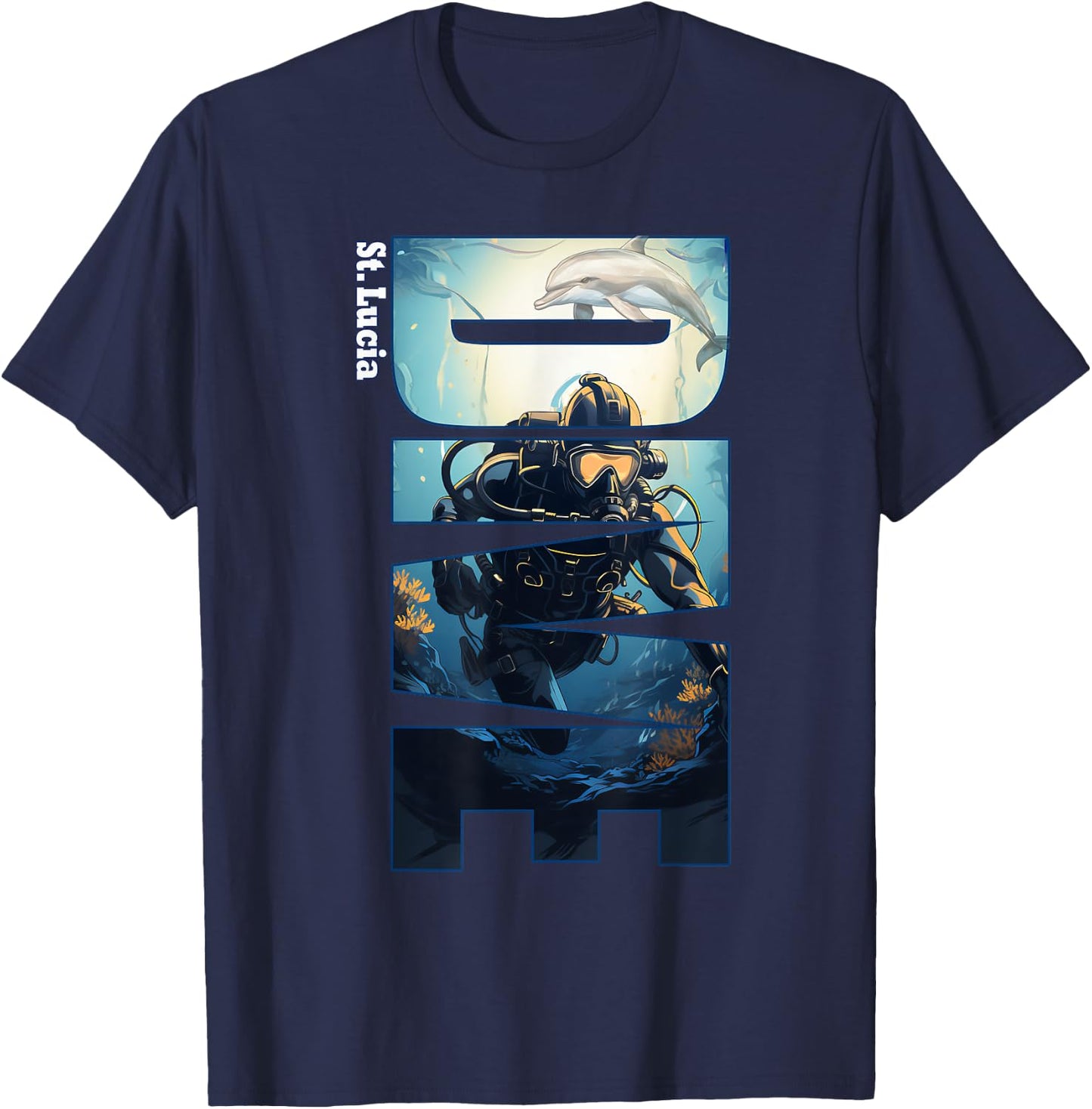 DIVE St. Lucia SCUBA Diving Snorkeling T-Shirt - T-Shirt | Navy