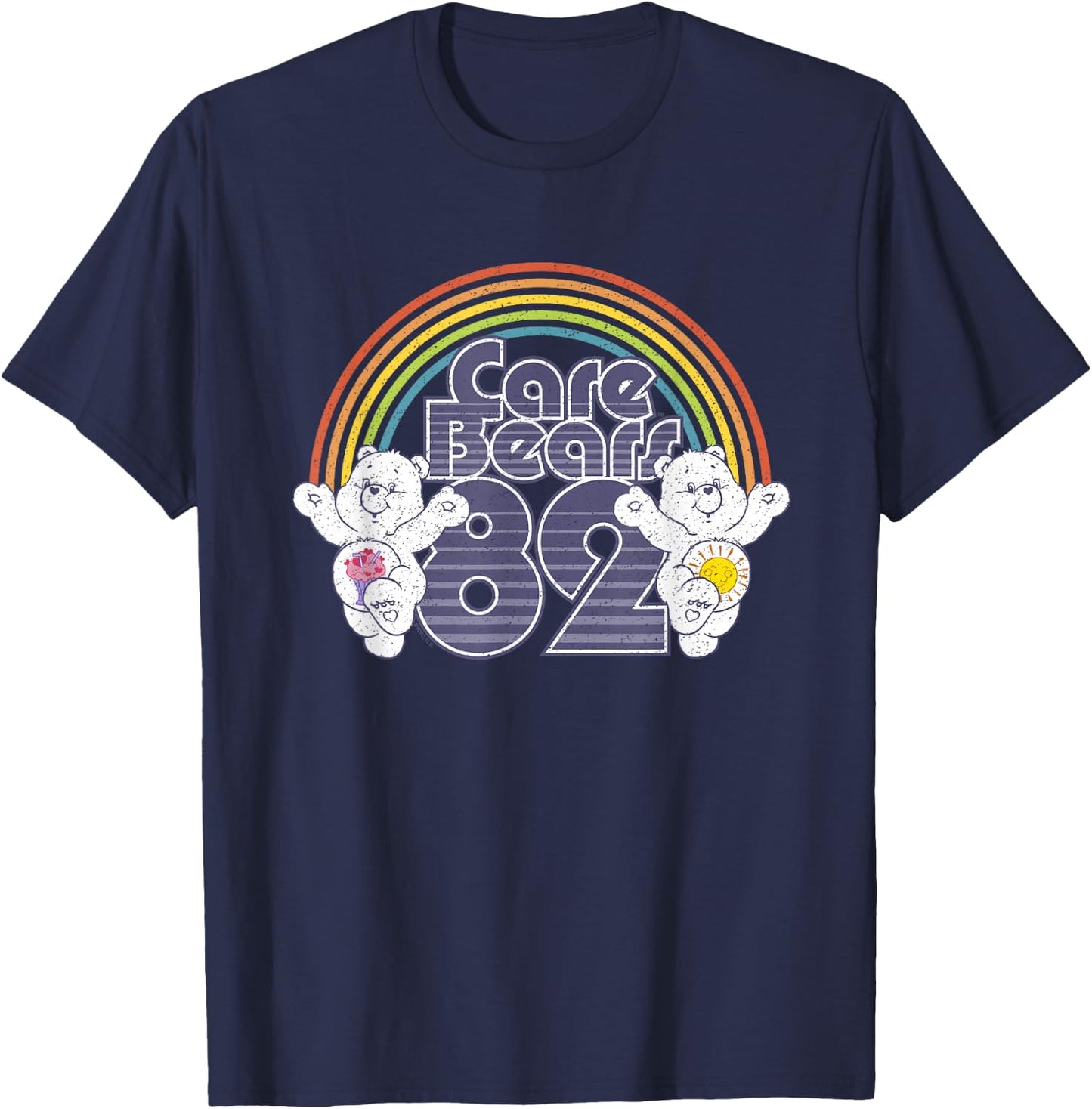 Care Bears 82 Rainbow With Share Bear And Cheer Bear T-Shirt - T-Shirt | Navy