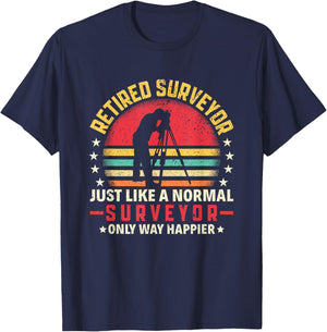 Retired Land Surveyor Land Examiner Engineer Surveying T-Shirt - T-Shirt | Navy