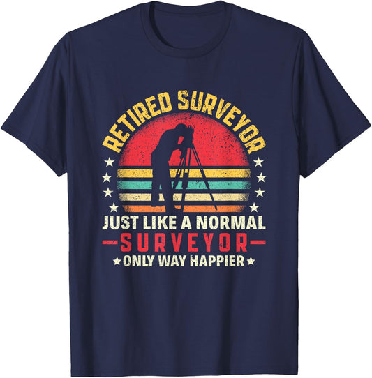 Retired Land Surveyor Land Examiner Engineer Surveying T-Shirt - T-Shirt | Navy