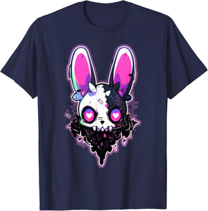 Kawaii Rabbit Cute Goth Bunny E-Girl Gothic Outfit Grunge T-Shirt - T-Shirt | Navy