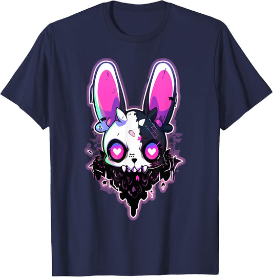 Kawaii Rabbit Cute Goth Bunny E-Girl Gothic Outfit Grunge T-Shirt - T-Shirt | Navy