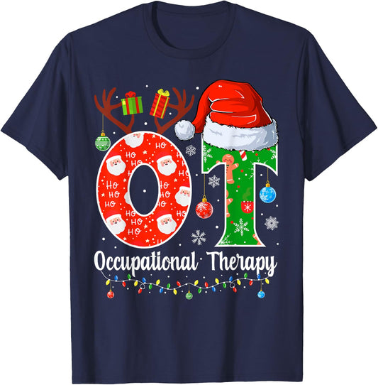 OT Christmas Occupational Therapy Christmas OT T-Shirt - T-Shirt | Navy
