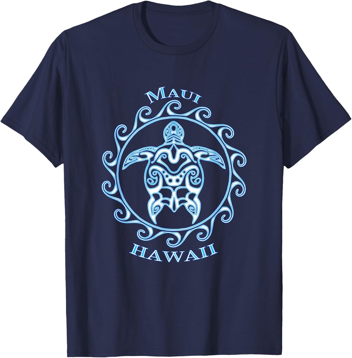 Maui Hawaii Honu Tribal Sea Turtle Summer Beach T-Shirt - T-Shirt | Navy