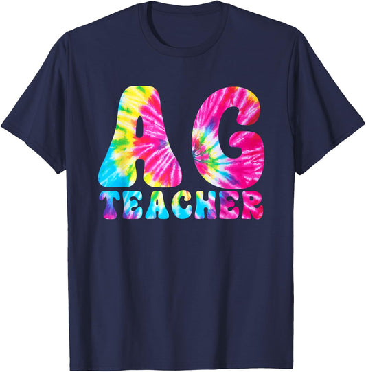 AG Teacher Tie Dye Agriculture Teacher Women Girls Kids T-Shirt - T-Shirt | Navy