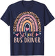Funny School Bus Driver Rainbow Leopard Print Bus Driver T-Shirt - T-Shirt | Navy