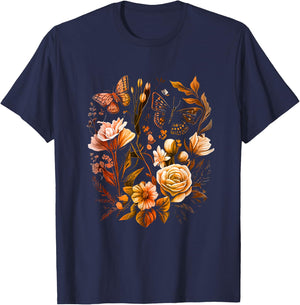 Insect Flower Floral Monarch Butterfly Monarch Butterflies T-Shirt - T-Shirt | Navy