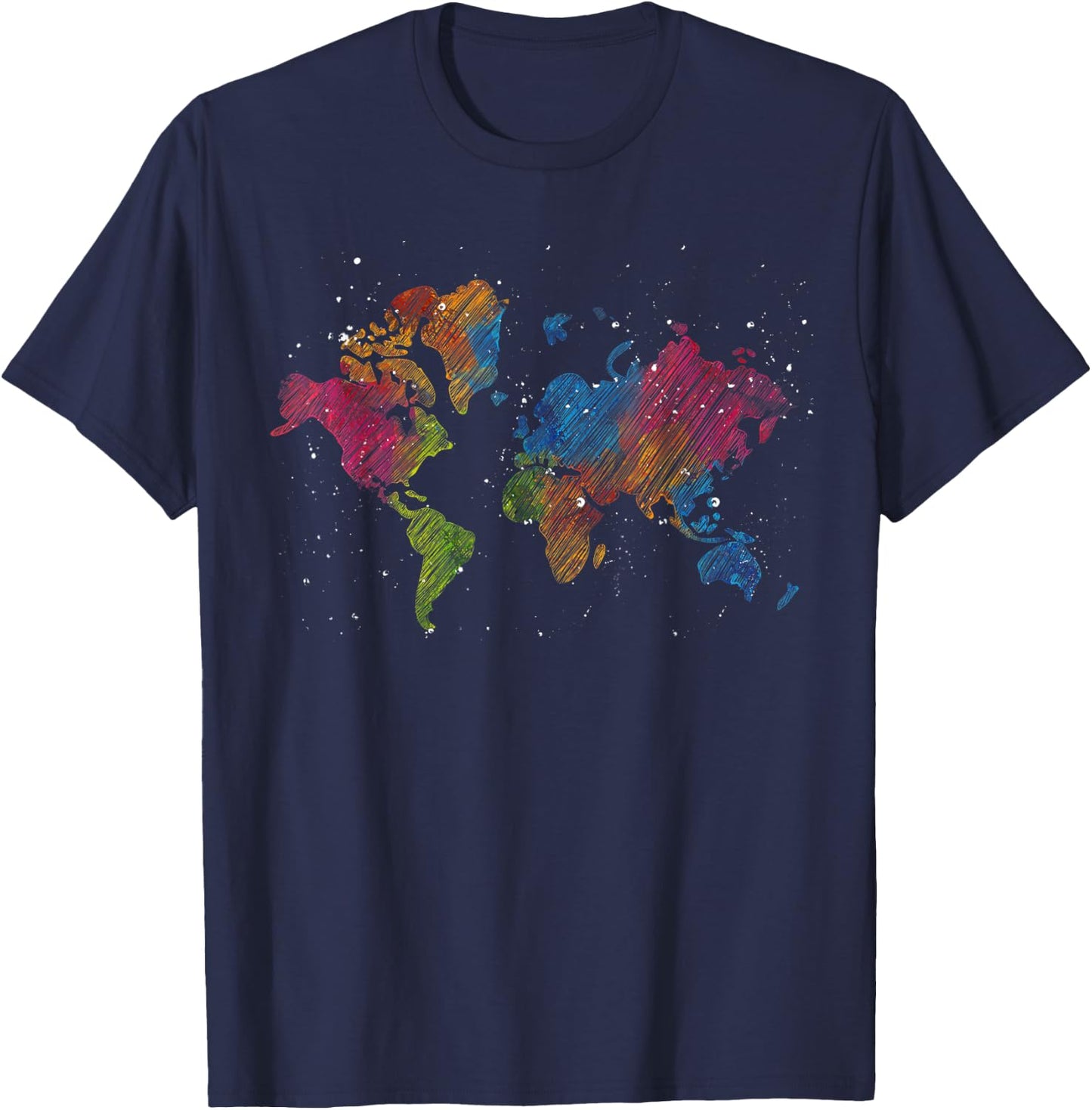 Travelling Country Travelling Colorful World Map T-Shirt - T-Shirt | Navy