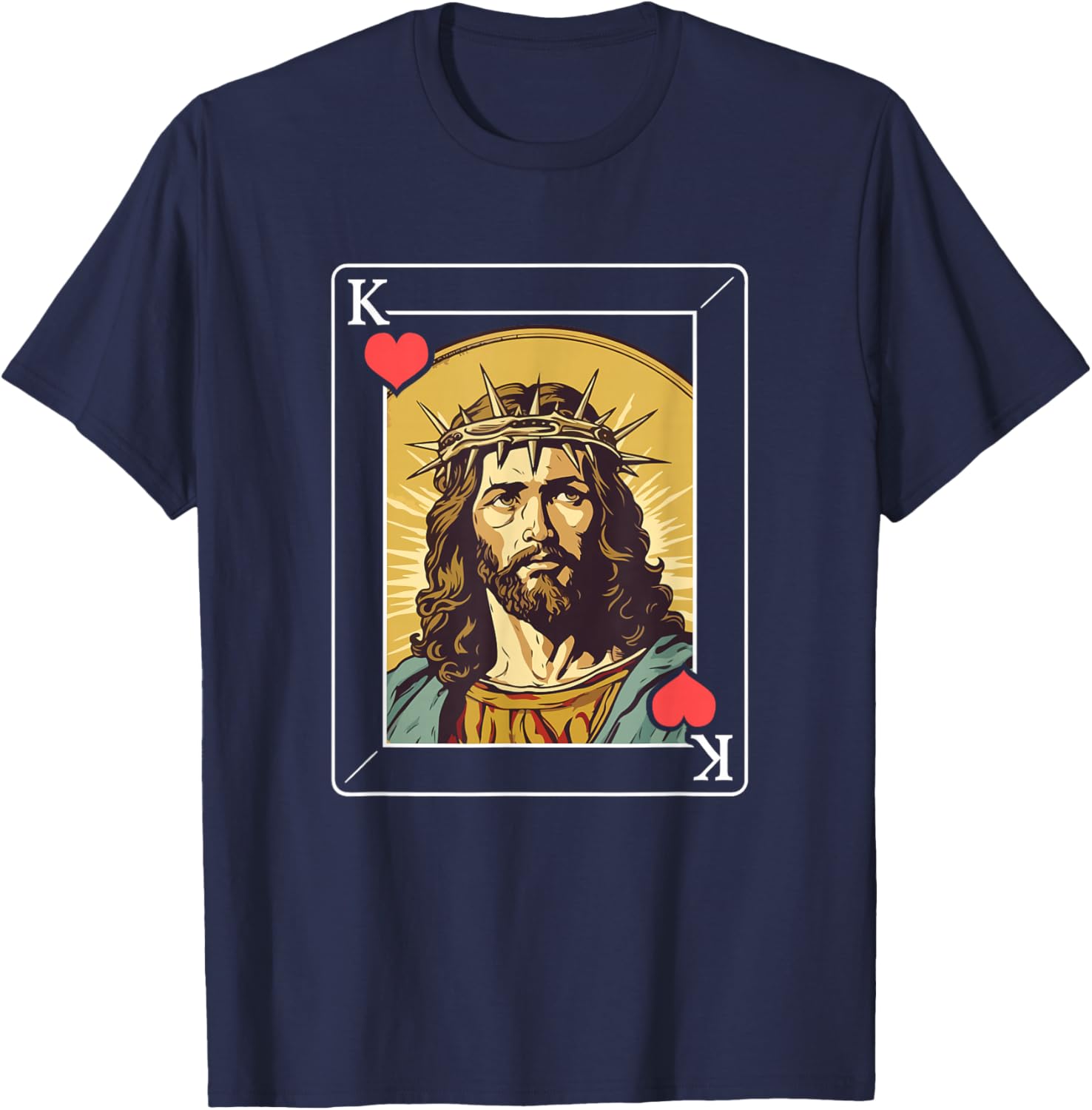 Jesus King of Hearts Card T-Shirt - T-Shirt | Navy
