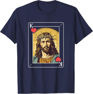 Jesus King of Hearts Card T-Shirt - T-Shirt | Navy