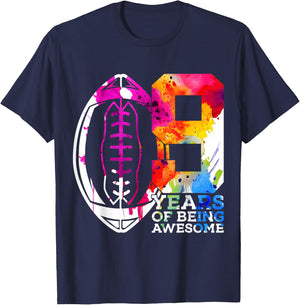 9 Years of Being Awesome Football 9th Birthday T-Shirt - T-Shirt | Navy