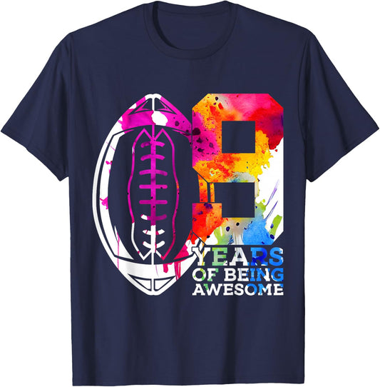 9 Years of Being Awesome Football 9th Birthday T-Shirt - T-Shirt | Navy