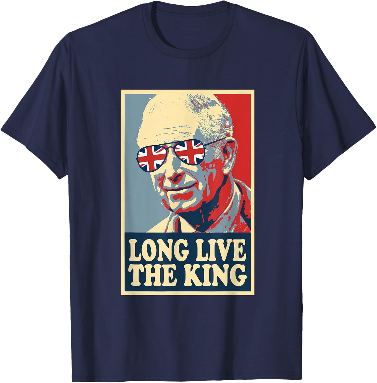 King Charles Shirt Long Live The King Shirt UK British T-Shirt - T-Shirt | Navy