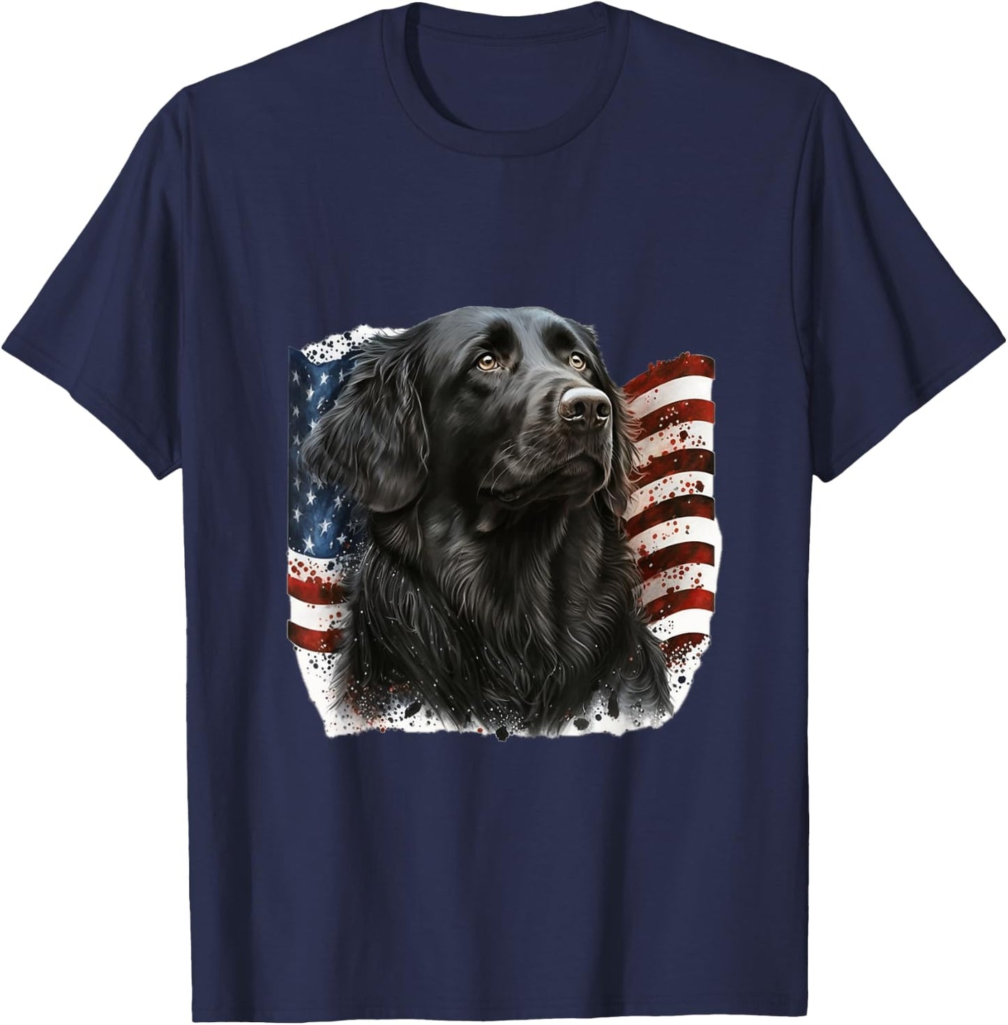 Flat Coated Retriever 4th of July - Flat Coated Retriever T-Shirt - T-Shirt | Navy