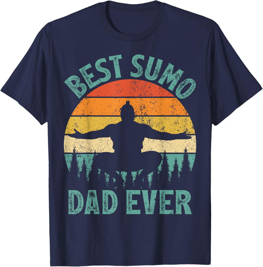 Funny Vintage Best Sumo Dad Ever Father's Day T-Shirt - T-Shirt | Navy