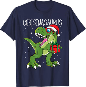 Boys Christmasaurus Christmas Dinosaur Dino Family Matching T-Shirt - T-Shirt | Navy