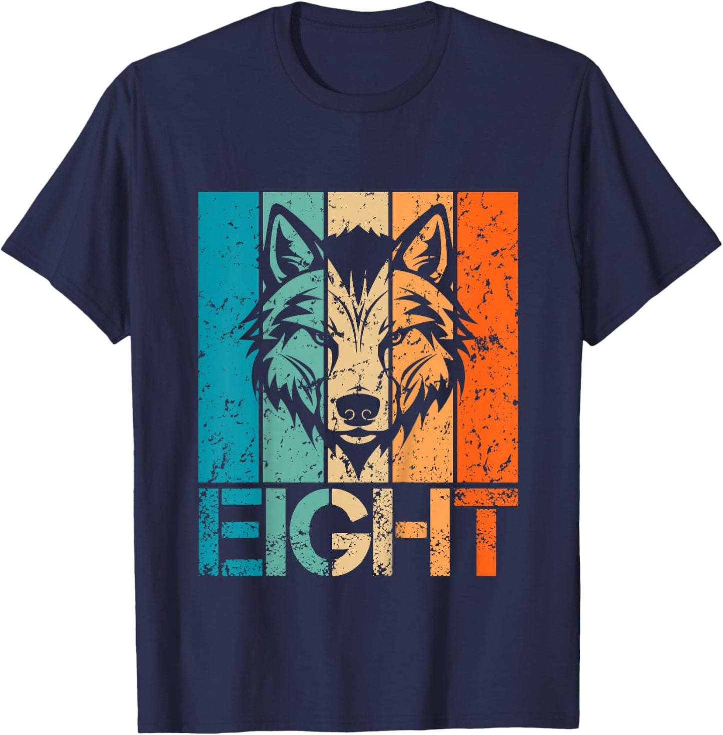 Funny 8th Wolf Birthday 8 Year Old Birthday Wolf T-Shirt - T-Shirt | Navy