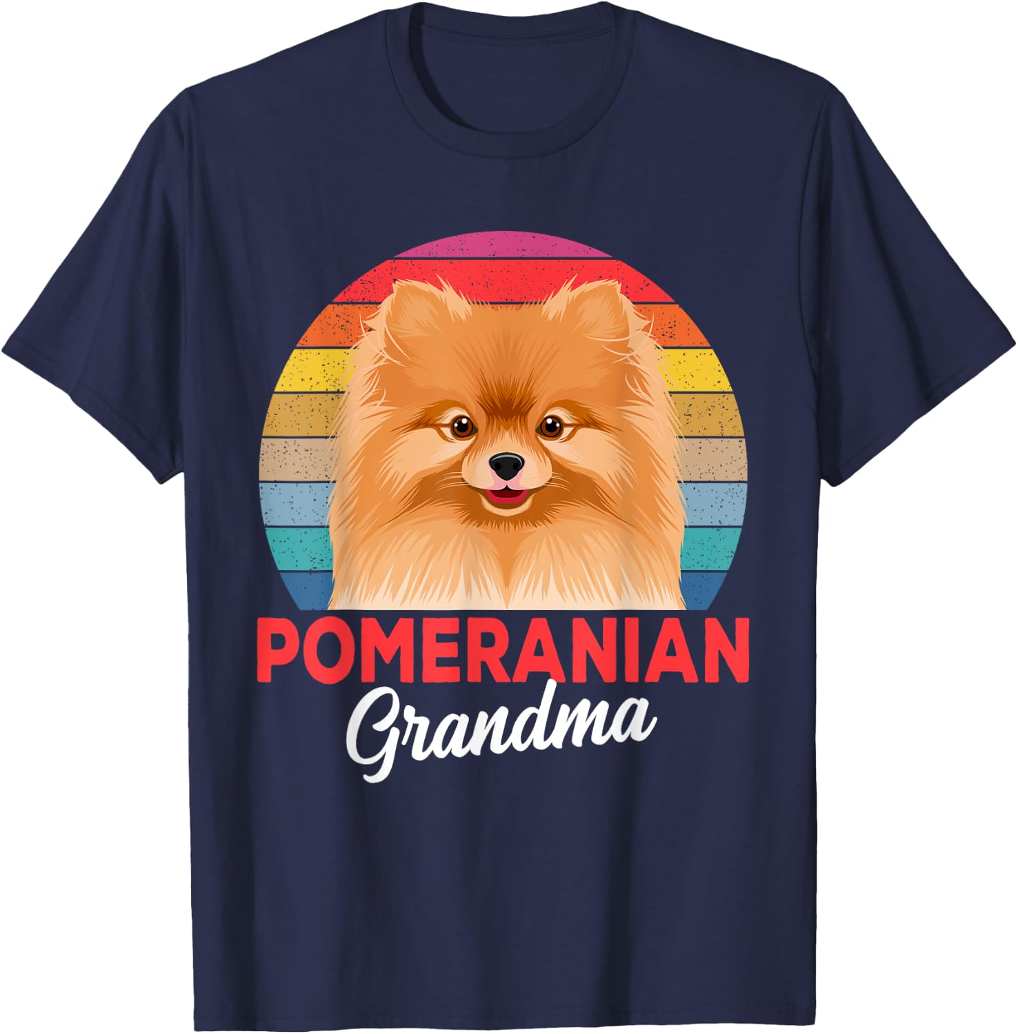 Pomeranian Pom Grandma Dog Women Girls Kids T-Shirt - T-Shirt | Navy