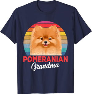 Pomeranian Pom Grandma Dog Women Girls Kids T-Shirt - T-Shirt | Navy