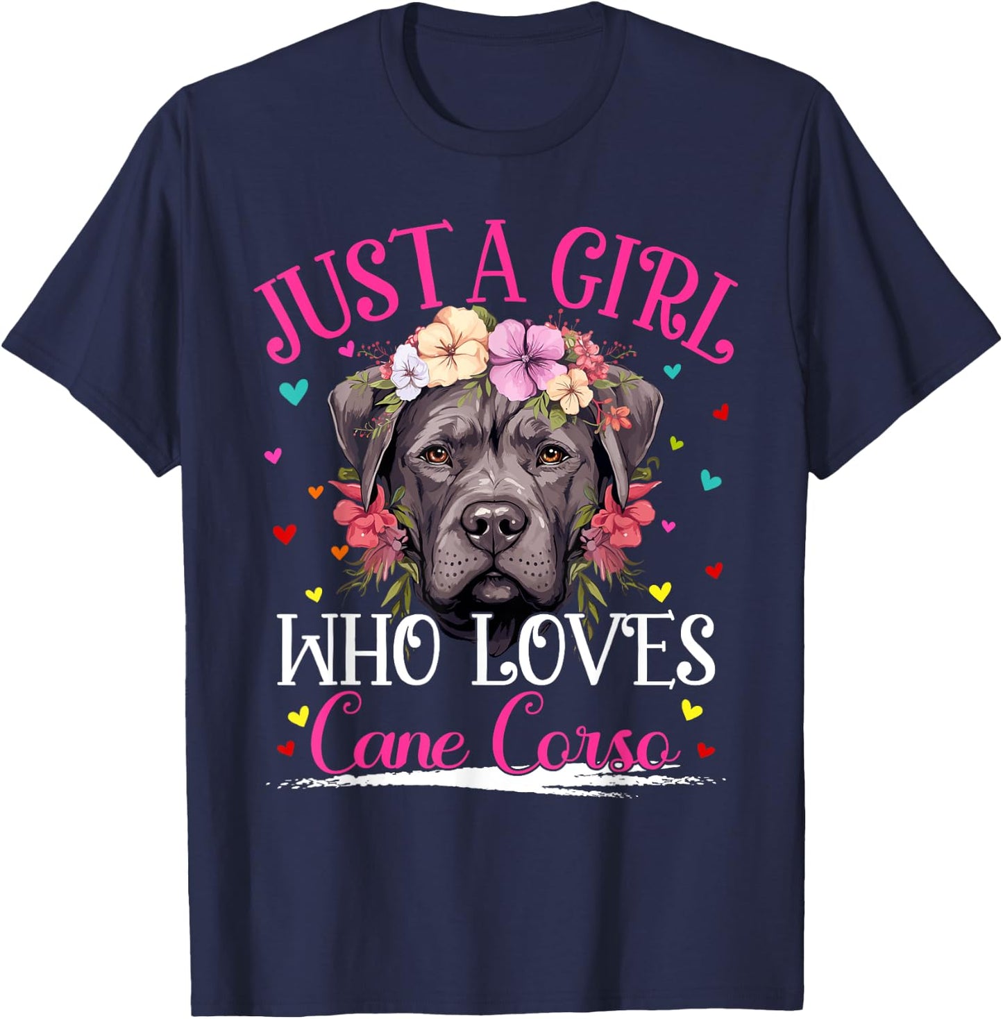 Just A Girl Who Loves Cane Corso Dog Girls T-Shirt - T-Shirt | Navy