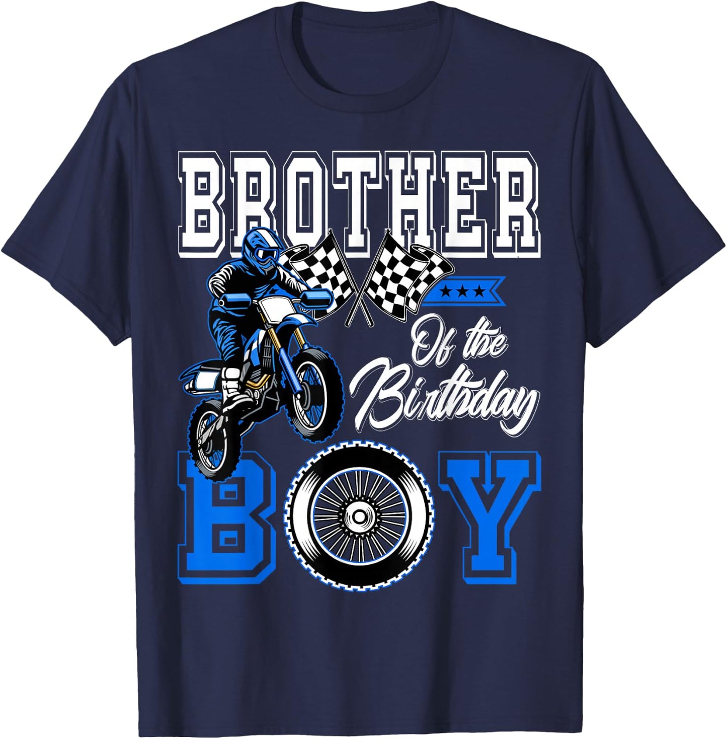 Brother of the Birthday Boy Dirt Bike Metching Family Party T-Shirt - T-Shirt | Navy