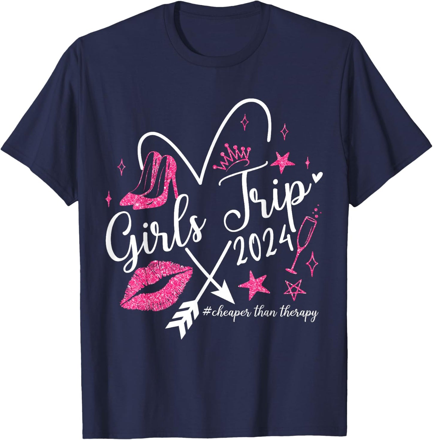 Funny Girls Trip 2024 Summer Vacation Girls Weekend T-Shirt - T-Shirt | Navy