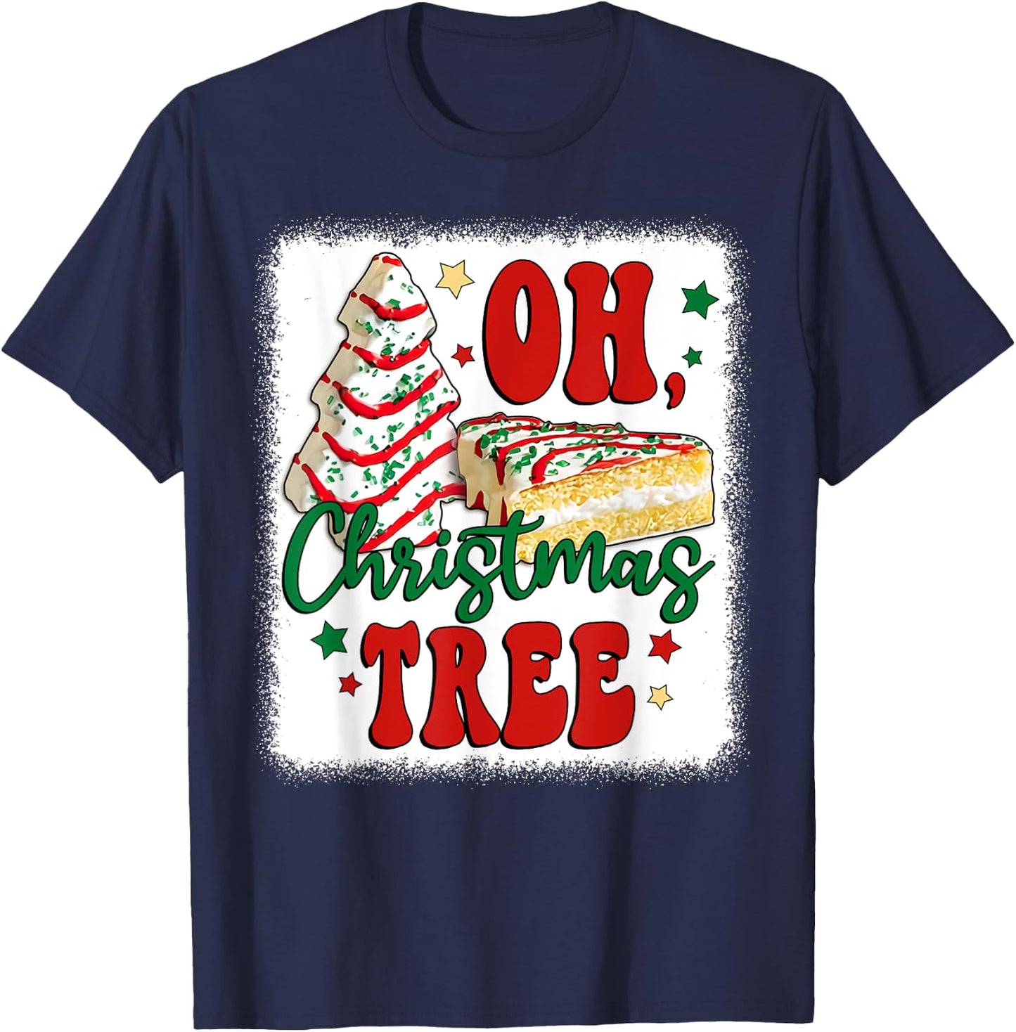 Oh Christmas Tree Cakes Debbie Becky Jen Groovy Retro Pajama T-Shirt - T-Shirt | Navy