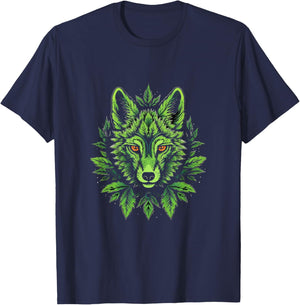 Wolf Cannabis Weed Leaf Marijuana 420 Stoner Wolves Lover T-Shirt - T-Shirt | Navy