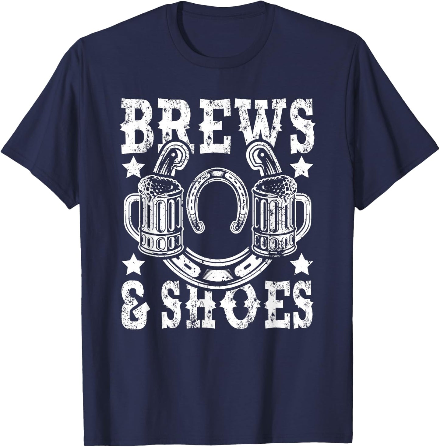 Brews and Shoes Horseshoe Pitcher T-Shirt - T-Shirt | Navy