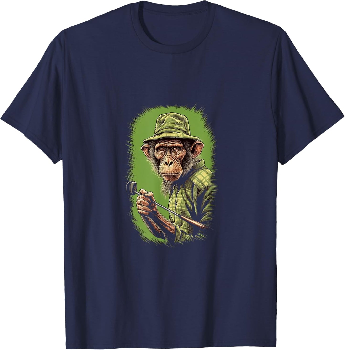 Golfer Monkey Golf Club Golf Player Golfing Ape Primate T-Shirt - T-Shirt | Navy
