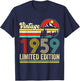 Vintage 1959 Limited Edition 66 years Old 66th Birthday T-Shirt - T-Shirt | Navy